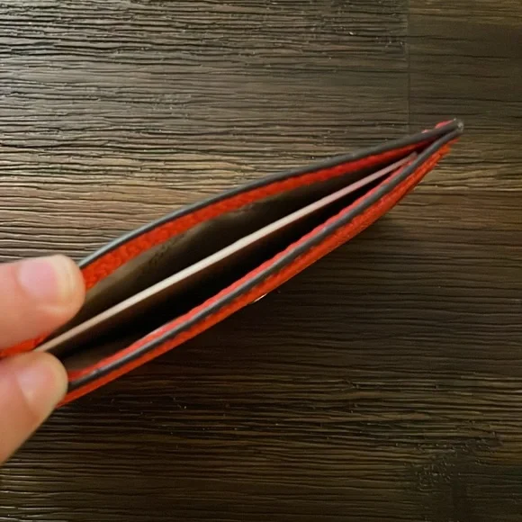 Michael Kors Small Pebbled Leather Chain Card Case Optic Orange NWT - Picture 4 of 10